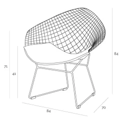 Krzesło HarryArm inspirowane Diamond Armchair czarna poduszka metalowe