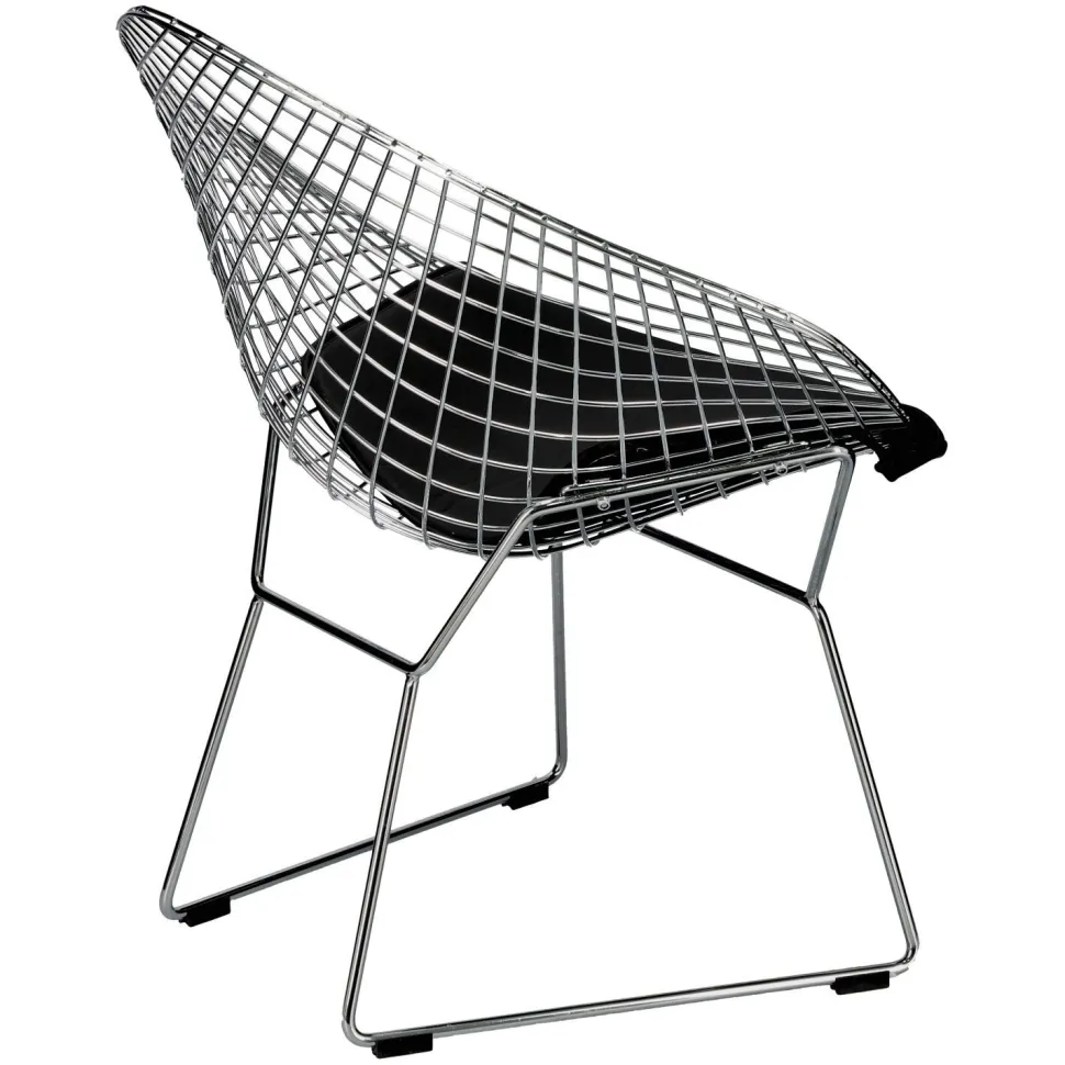 Krzesło HarryArm inspirowane Diamond Armchair czarna poduszka metalowe