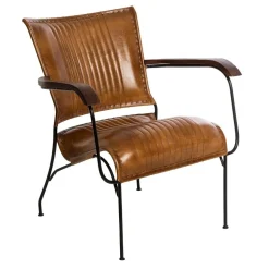 Krzesło Hoper z podłokietnikami skóra  cognac