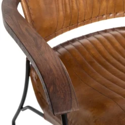 Krzesło Hoper z podłokietnikami skóra  cognac