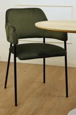 Krzesło Lima welurowe z podłokietnikami zielone tapicerowane