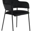 Krzesło Lima welurowe z podłokietnikami czarne tapicerowane