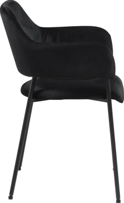 Krzesło Lima welurowe z podłokietnikami czarne tapicerowane