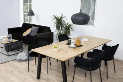 Krzesło Lima welurowe z podłokietnikami czarne tapicerowane