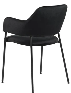 Krzesło Lima welurowe z podłokietnikami czarne tapicerowane