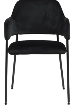 Krzesło Lima welurowe z podłokietnikami czarne tapicerowane