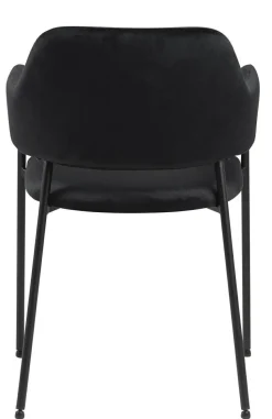 Krzesło Lima welurowe z podłokietnikami czarne tapicerowane