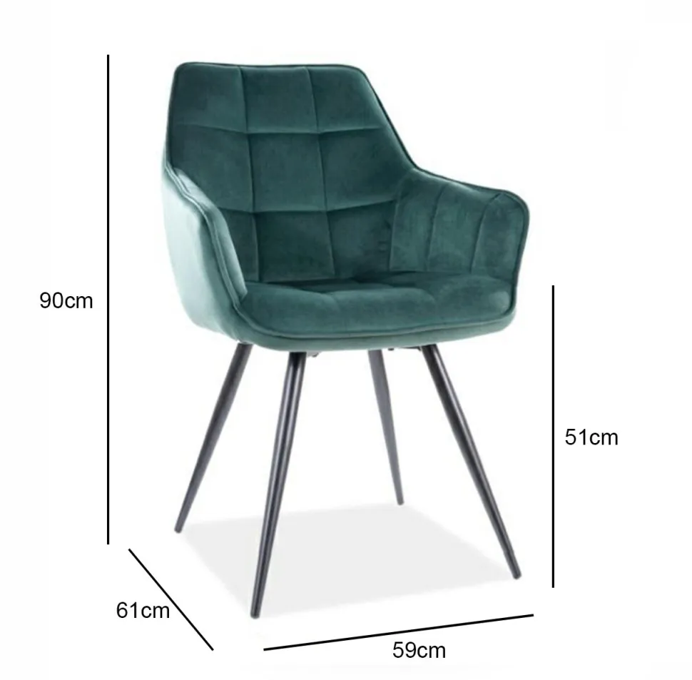 Krzesło Loly Velvet - zielone Bluvel 78