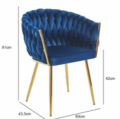 Krzesło Malaya Velvet niebieskie/ nogi    złote