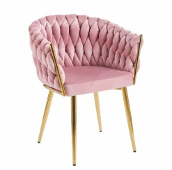 Krzesło Malaya Velvet różowe/ nogi złote