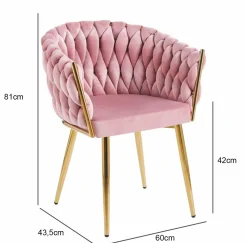 Krzesło Malaya Velvet różowe/ nogi złote