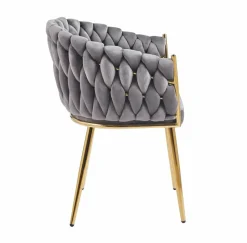 Krzesło Malaya Velvet szare/ nogi złote