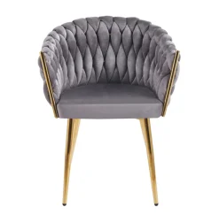 Krzesło Malaya Velvet szare/ nogi złote