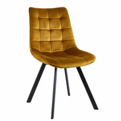 Krzesło Moly velvet żółte czarne nogi