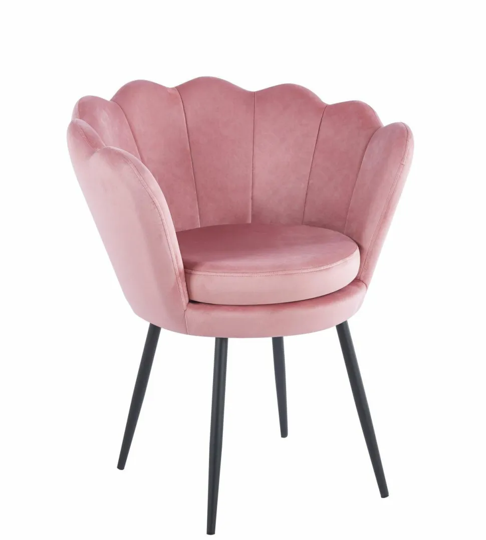 Krzesło muszelka Fiona VIC różowy jasny/nogi czarne
