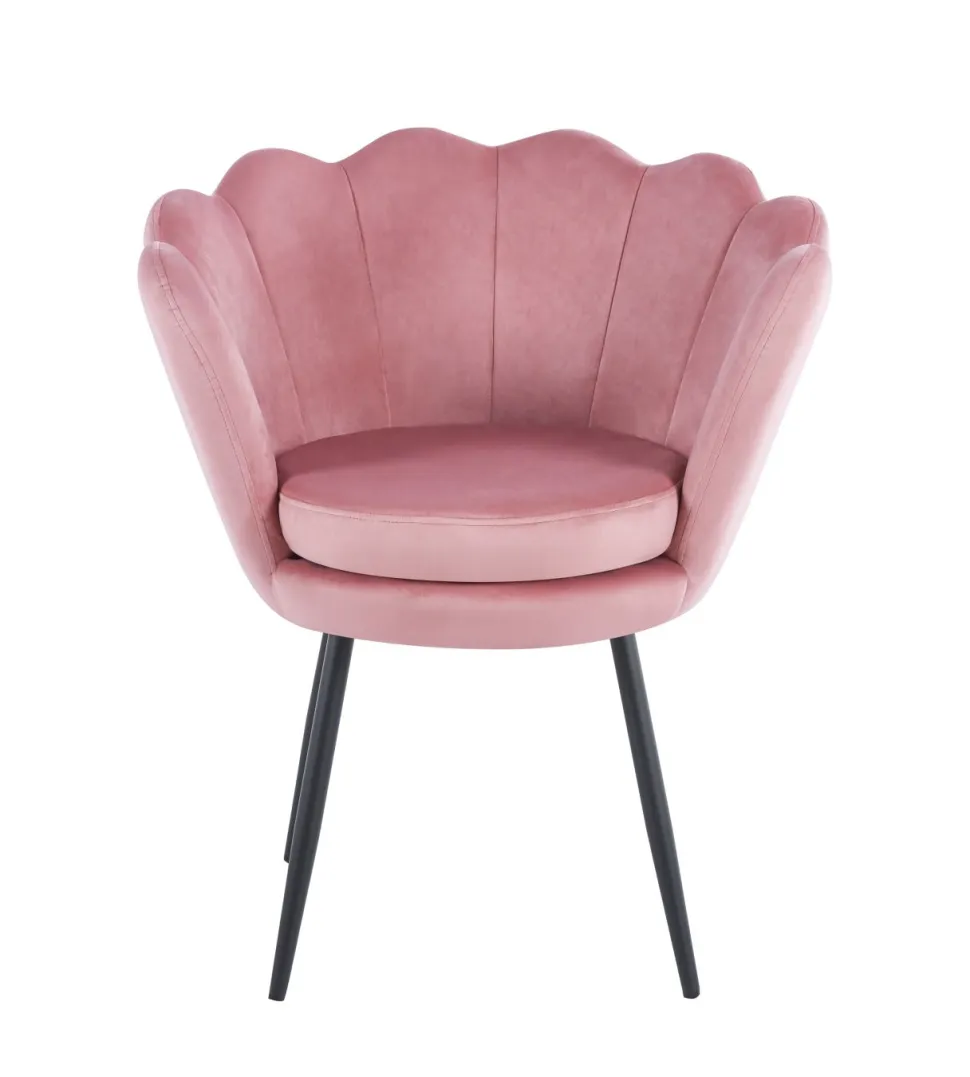 Krzesło muszelka Fiona VIC różowy jasny/nogi czarne