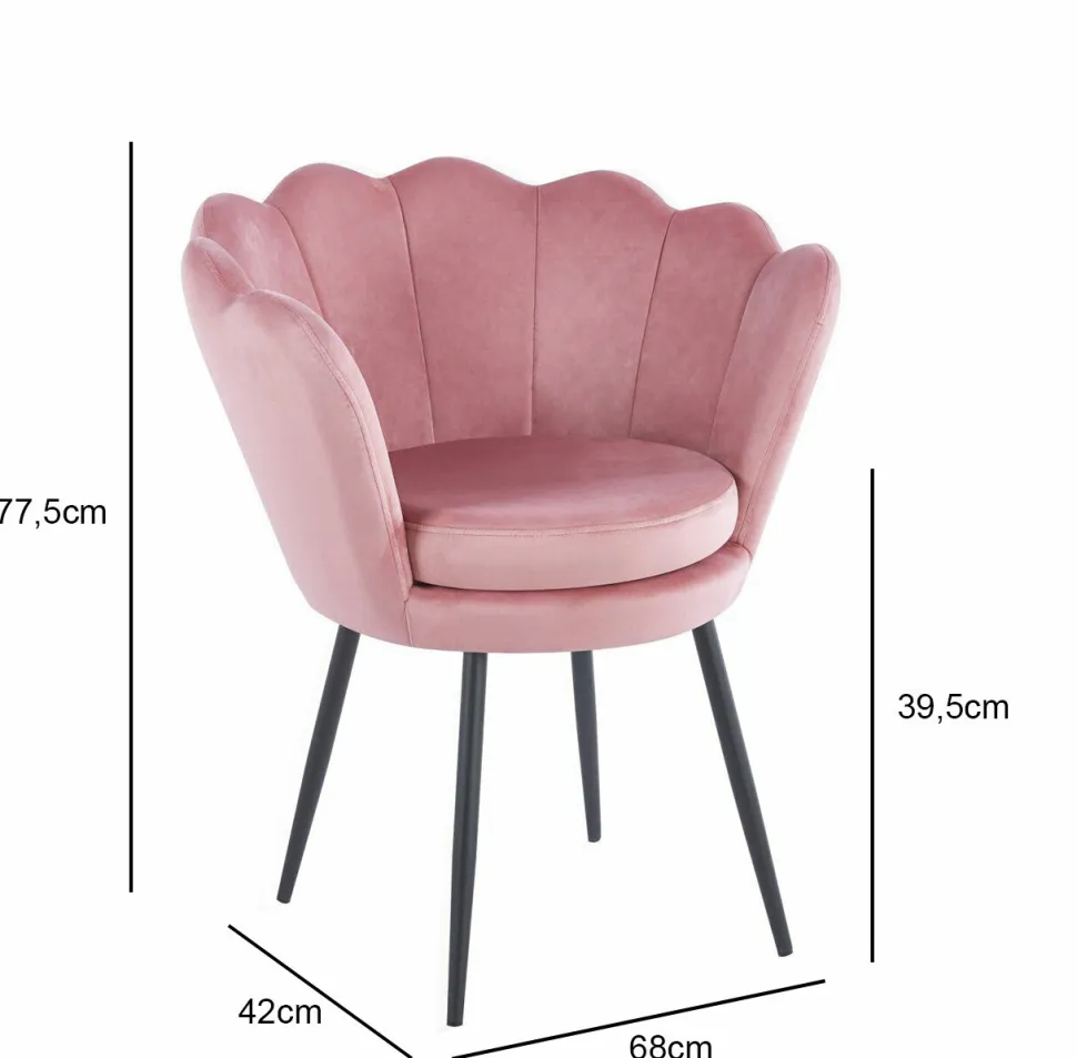 Krzesło muszelka Fiona VIC różowy jasny/nogi czarne