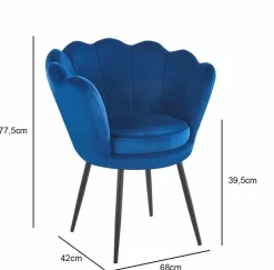 Krzesło muszelka Fiona VIC niebieski/nogi czarne