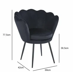 Krzesło muszelka Fiona VIC czarny/nogi czarne