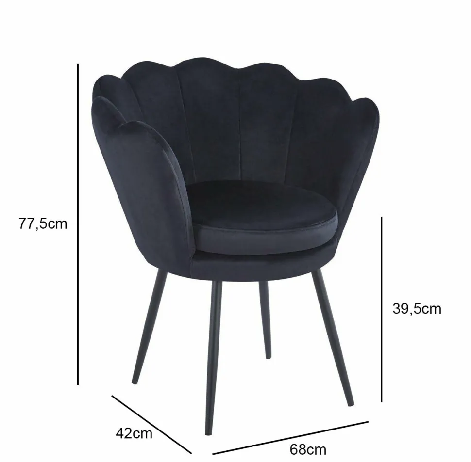 Krzesło muszelka Fiona VIC czarny/nogi czarne