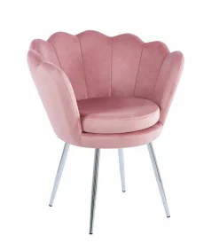Krzesło muszelka Fiona VIC różowy jasny/nogi srebrne