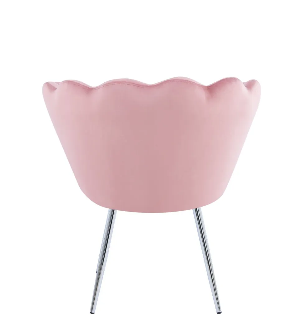 Krzesło muszelka Fiona VIC różowy jasny/nogi srebrne