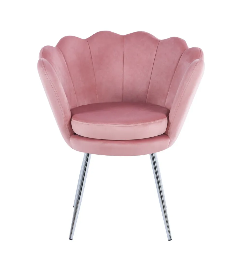 Krzesło muszelka Fiona VIC różowy jasny/nogi srebrne