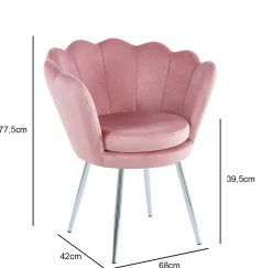 Krzesło muszelka Fiona VIC różowy jasny/nogi srebrne