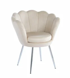 Krzesło muszelka Fiona VIC beżowy/nogi srebrne