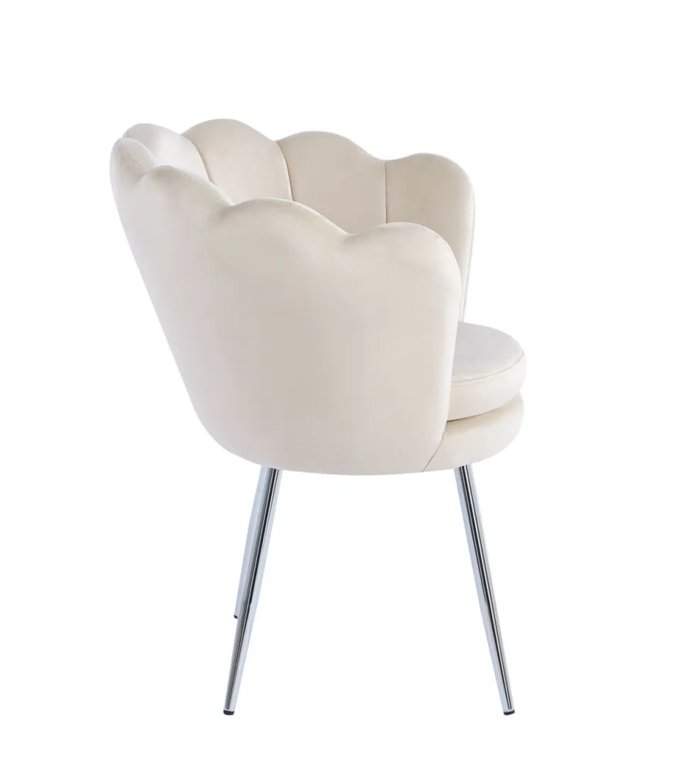 Krzesło muszelka Fiona VIC beżowy/nogi srebrne