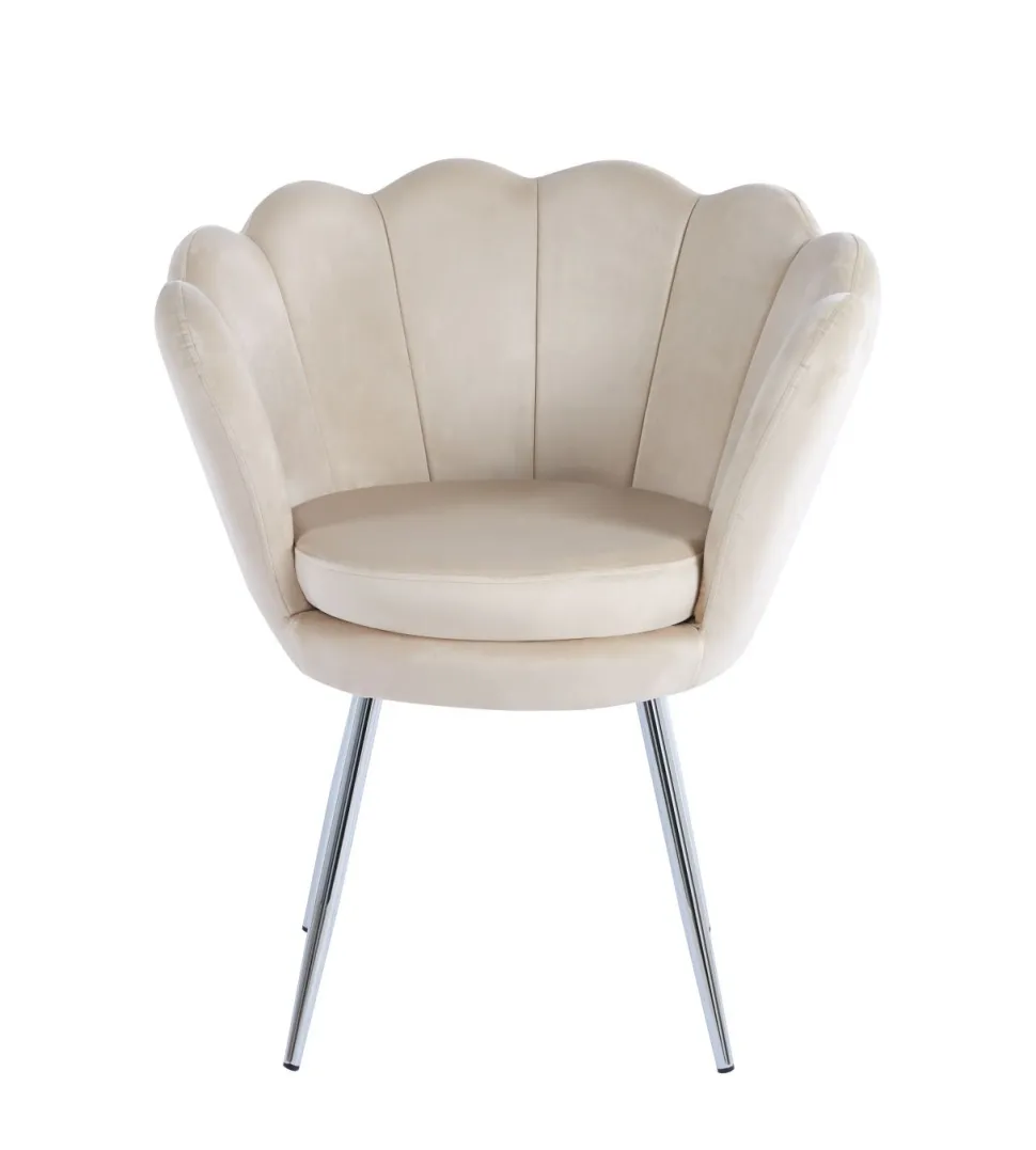 Krzesło muszelka Fiona VIC beżowy/nogi srebrne