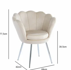 Krzesło muszelka Fiona VIC beżowy/nogi srebrne