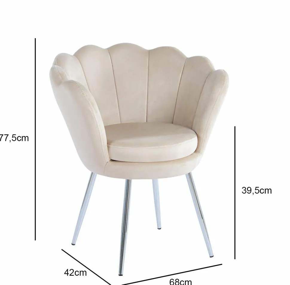 Krzesło muszelka Fiona VIC beżowy/nogi srebrne