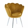 Krzesło muszelka Fiona VIC musztardowy/nogi srebrne