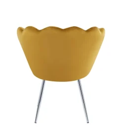 Krzesło muszelka Fiona VIC musztardowy/nogi srebrne