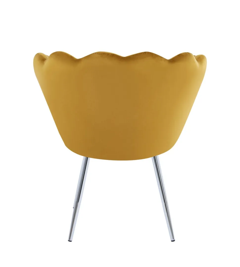 Krzesło muszelka Fiona VIC musztardowy/nogi srebrne
