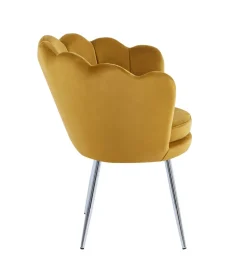 Krzesło muszelka Fiona VIC musztardowy/nogi srebrne