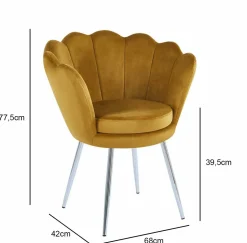 Krzesło muszelka Fiona VIC musztardowy/nogi srebrne