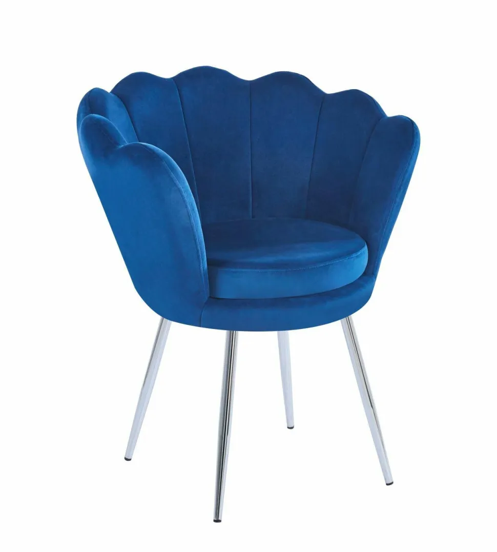 Krzesło muszelka Fiona VIC niebieski/nogi srebrne