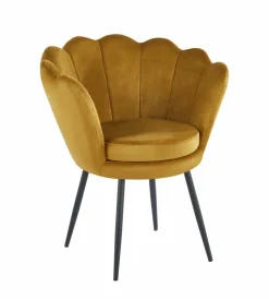 Krzesło muszelka Fiona VIC musztardowy/czarne nogi