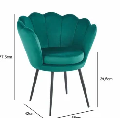 Krzesło muszelka Fiona VIC zielony/nogi czarne