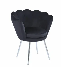 Krzesło muszelka Fiona VIC czarny/nogi srebrne