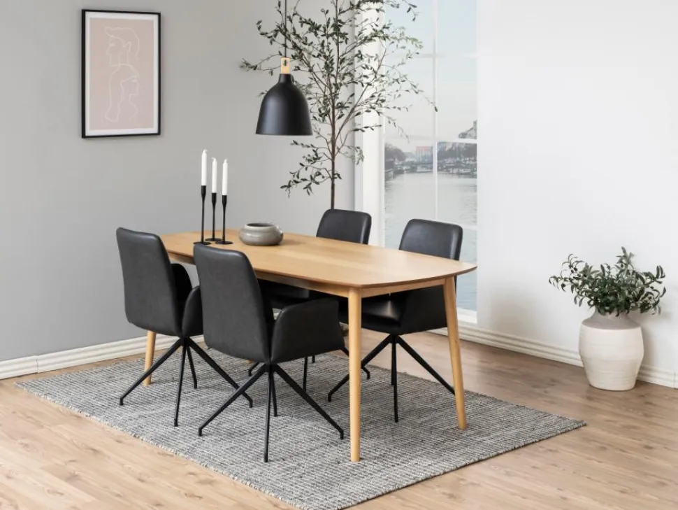 Krzesło Naya czarna eko skóra czarne tapicerowane