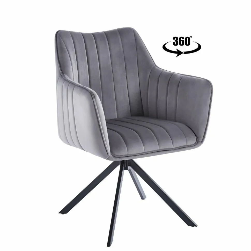 Krzesło obrotowe Adrienne Velvet szare