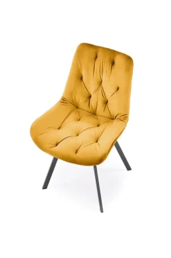 Krzesło obrotowe Veroniq musztardowe pikowane