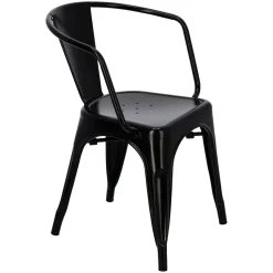 Krzesło Paris Arms czarne inspirowane Tolix