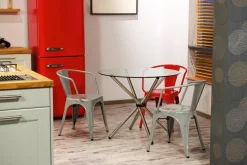 Krzesło Paris Arms niebieskie inspirowane Tolix