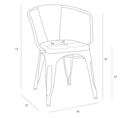 Krzesło Paris Arms szare inspirowane Tolix