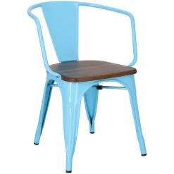 Krzesło Paris Arms Wood niebieskie sosna orzech