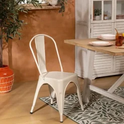 Krzesło Paris Edge metalowe kremowe